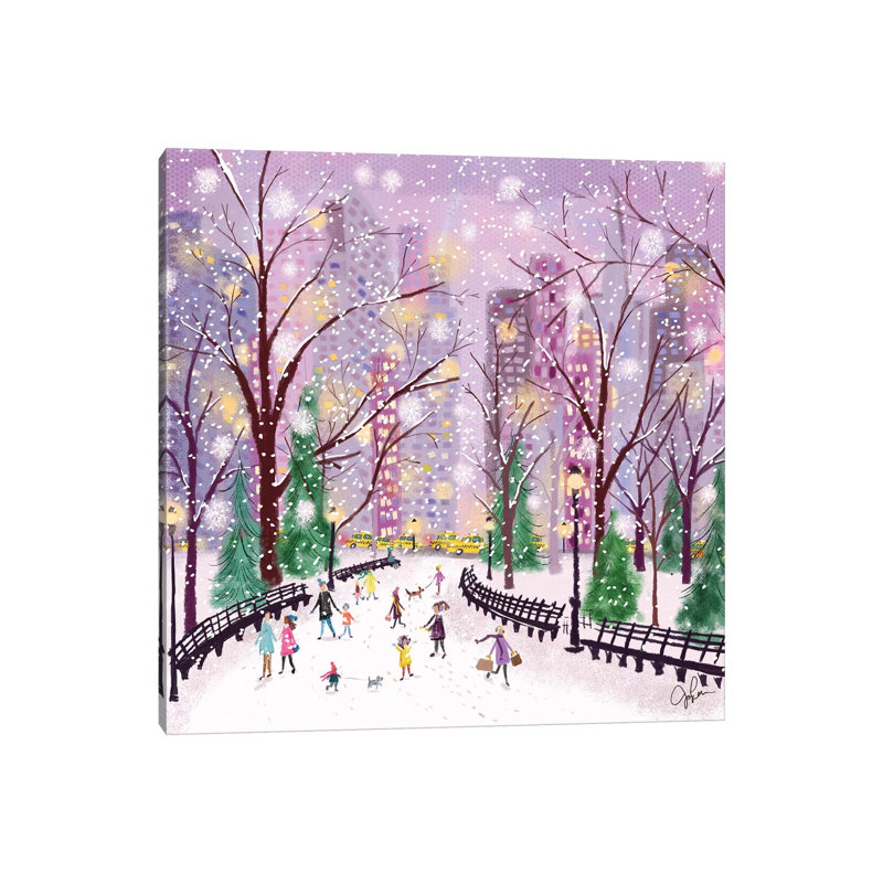Snowy Night 1 Piece Painting on Canvas, 45.72cm H x 45.72cm W x 3.81cm D, Wrapped Canvas