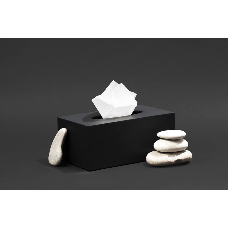 Rectangular Tissue Box Cover – Heavy Facial Tissue Box Cover With Modern Matte Black Finish – Matte Black Collection