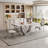 Printed Marble Mdf Top Rectangular Dining Table 35.04 " Rectangular Marble Top with Steel Base Dining Table-99306118-99306119