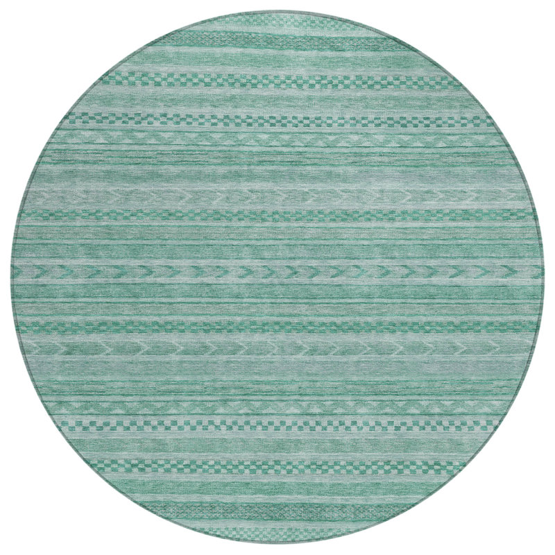 Luthyra Turquoise Washable Indoor-Outdoor Rug - LOOMLAN, 8' x 8'