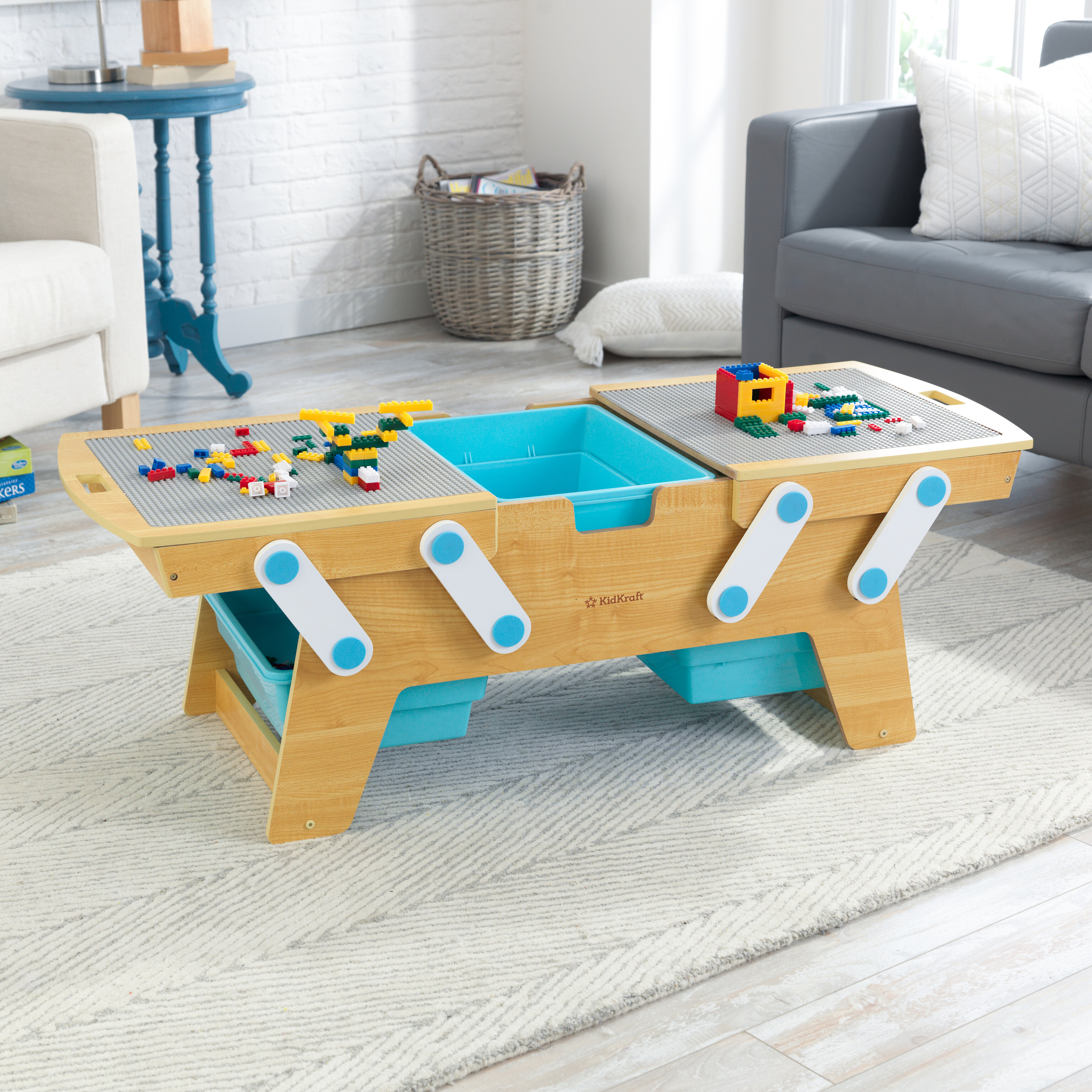 Bricks Play N Store Wooden Table, Kids Activity Table, Natural & Reviews | Wayfair