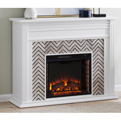 Veschi Tiled Marble Electric Fireplace