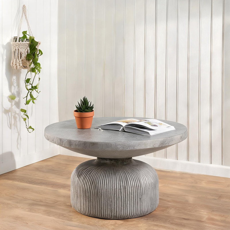Table basse carrée avec plateau en béton de 40 mm d'épaisseur, design minimaliste moderne gris neutre de 30 po