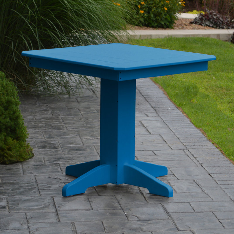 Nettie Square Outdoor Dining Table With Umbrella Hole , in. W in. D, Blue, 44" L x 44" W