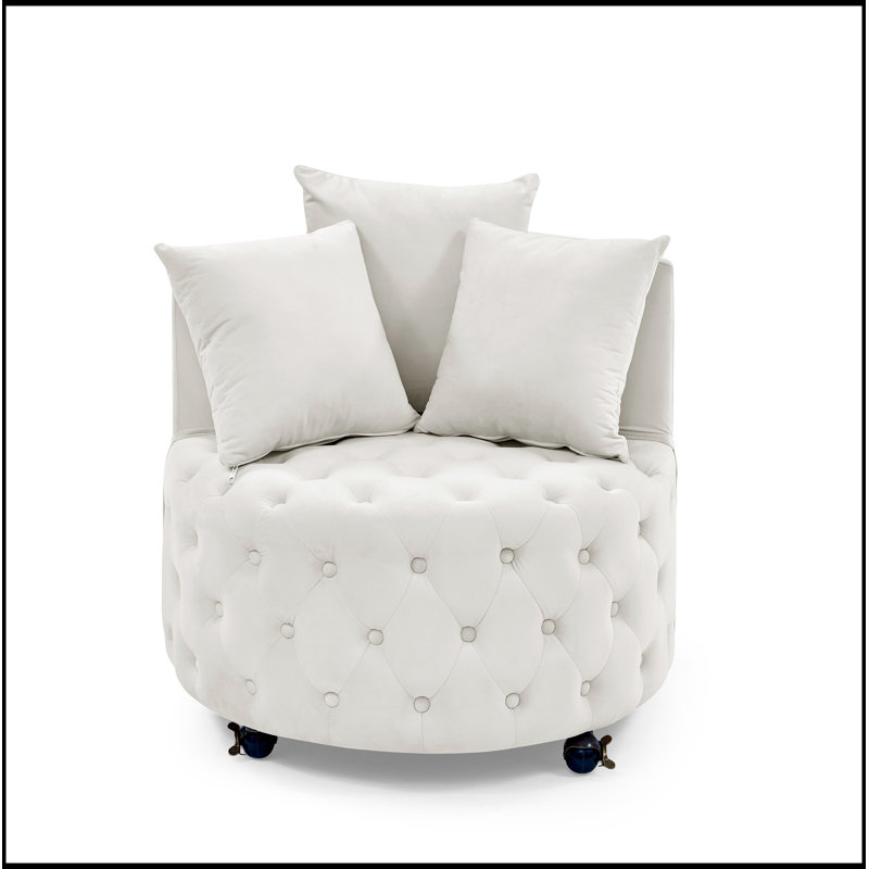 Chaise d'appoint pivotante rembourrée comprenant 3 coussins, Beige