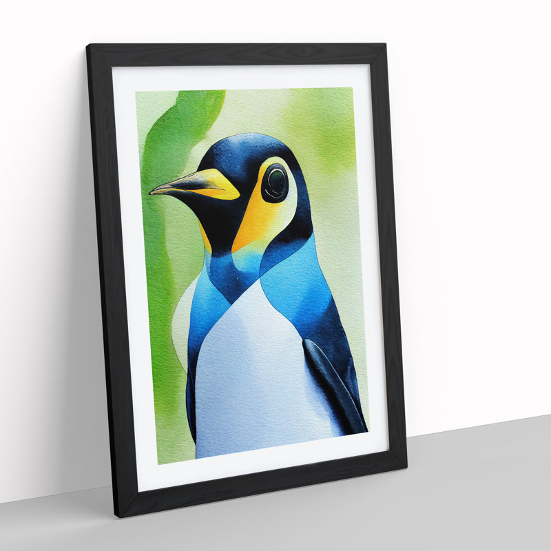 Penguin No.3 - Print, Black Picture Frame, White, 64cm H x 46cm W