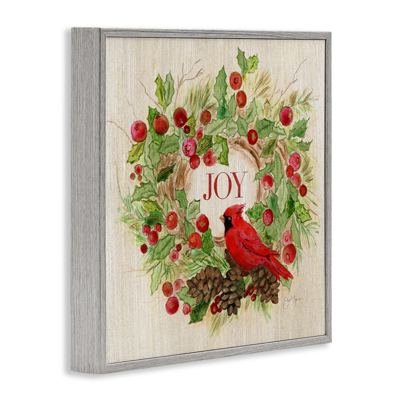 Joy, couronne de neige rustique giclée par Janet Tava, Estampe numérique Farmhouse, H 12 po x l 12 po