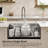 Multifunctional Handmade Stainless Steel Undermount Workstation Kitchen Sink with Waterfall Faucet and Noise Reduction