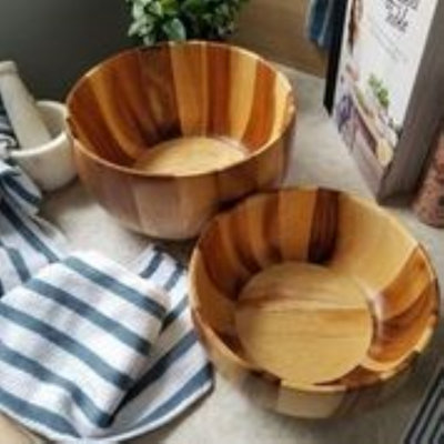 Linea 131.87 oz. Acacia Sunburst Salad Bowl
