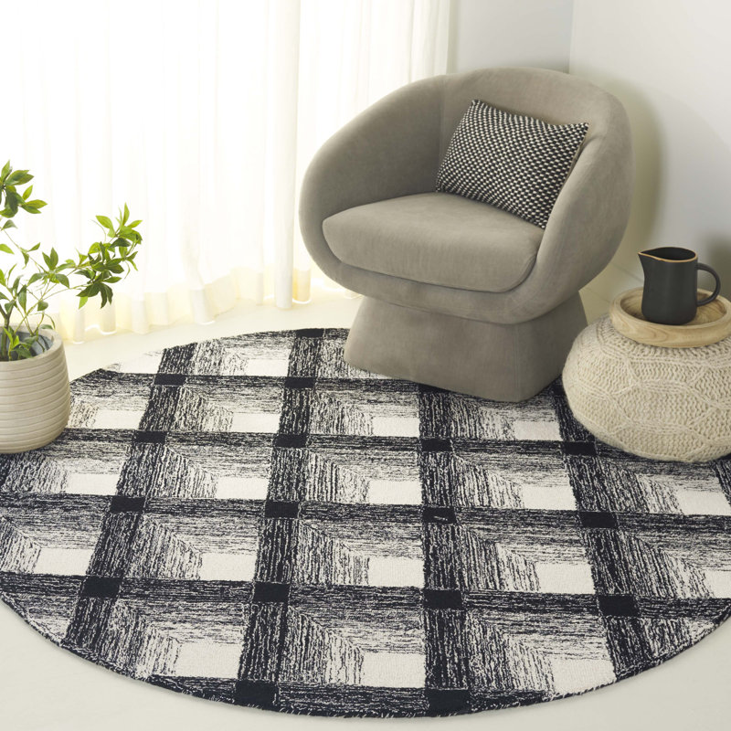 Robbie Wool Geometric Indoor Rug, Round 6'