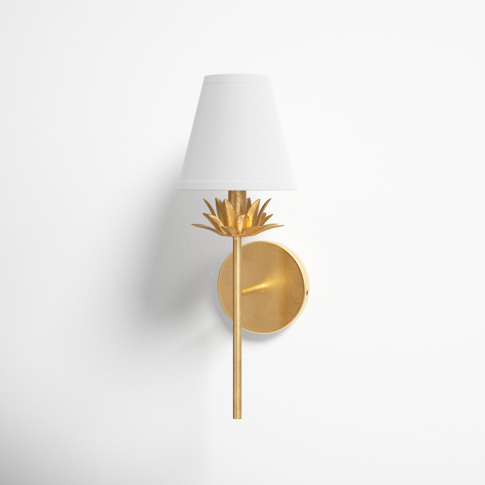 Ryland Metal Armed Sconce with Linen Shade, Gold