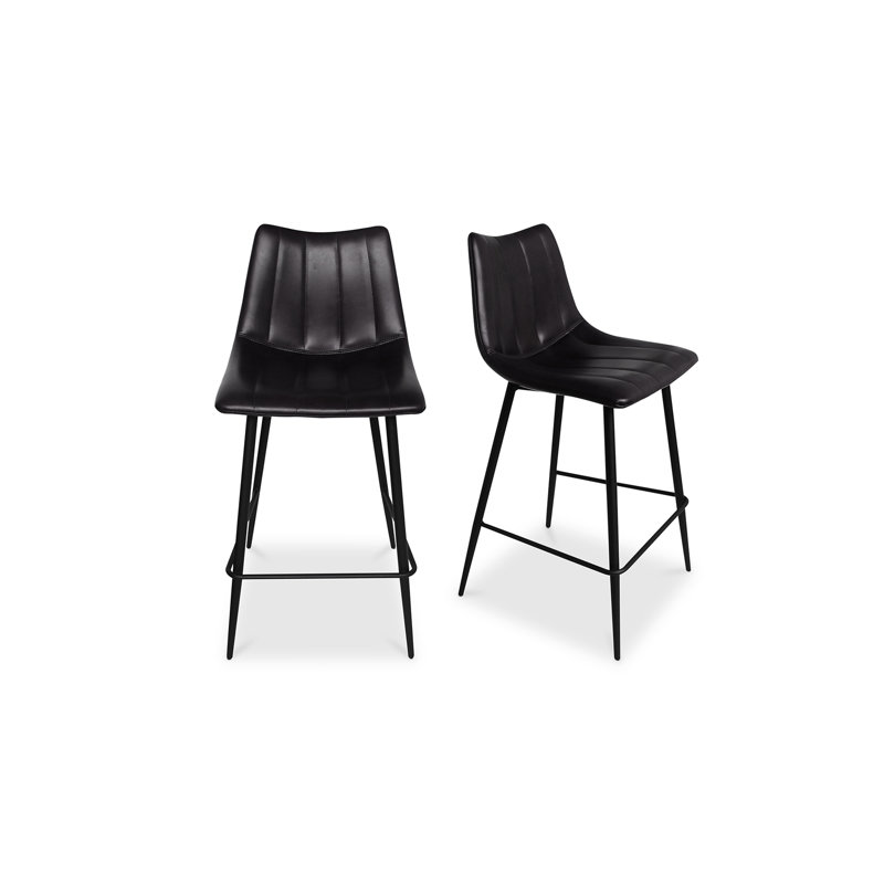 Finnigan Counter & Bar Stool, Counter Stool (26" Seat Height), Black/Faux Leather