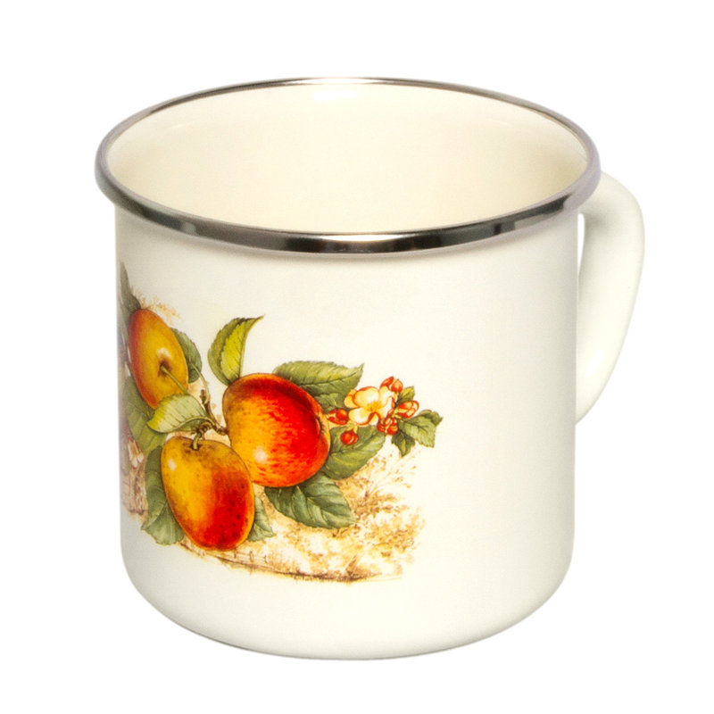 Tasse émaillée pommes style champêtre traditionnel