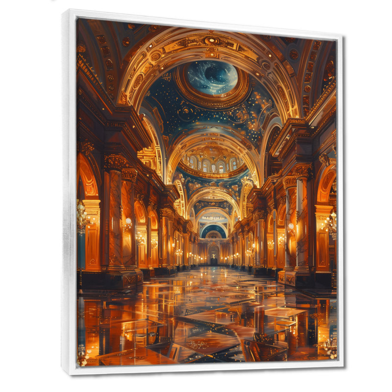 Or doré, gloire dorée, opéra - Opéra, art mural, Toile encadrée flottée blanche, H 12 po x l 20 po x P 1 po