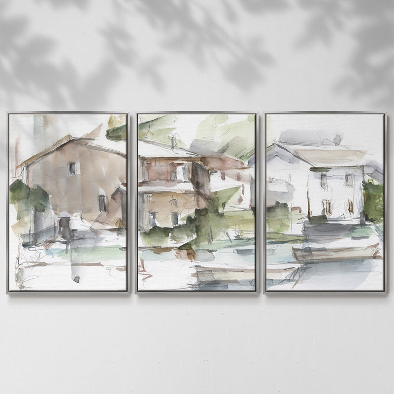 Serene Lakefront I 3 pièces, Argent, H 40 po x l 78 po x P 2 po