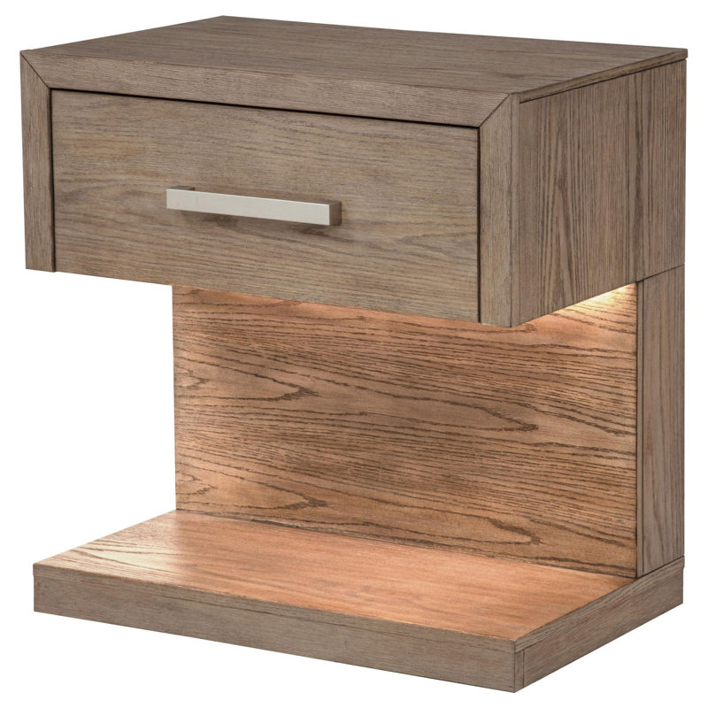 Gursevak 1-drawer Nightstand Bedside Table Barley Brown