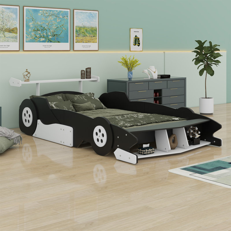 Lit plateforme avec roulettes Race, Noir