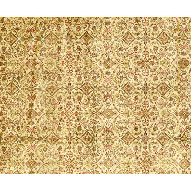 Hand Knotted Wool Area Rug in Gold