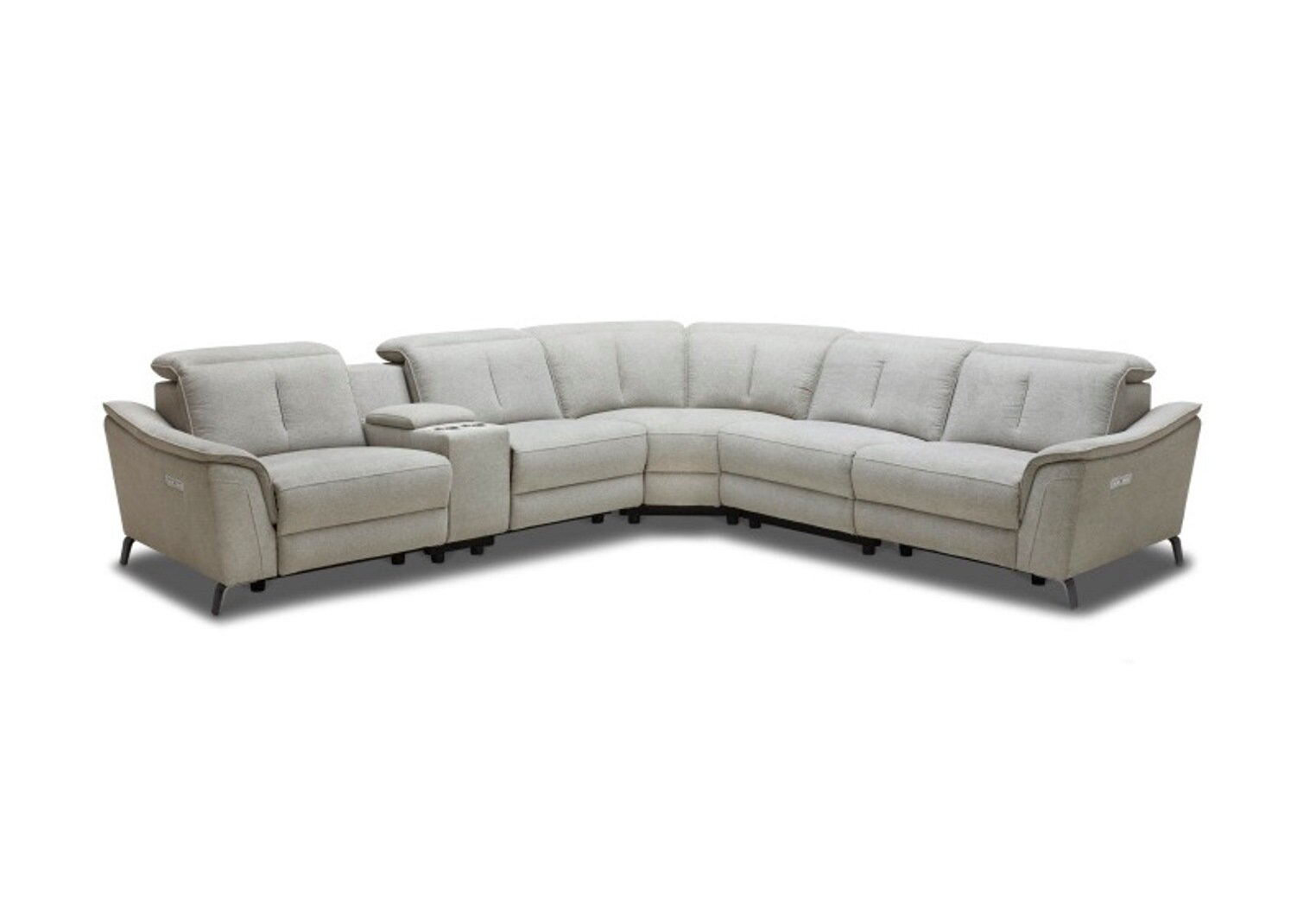 Dale 6-Piece Leather-Look Fabric Power Reclining Sectional - Black