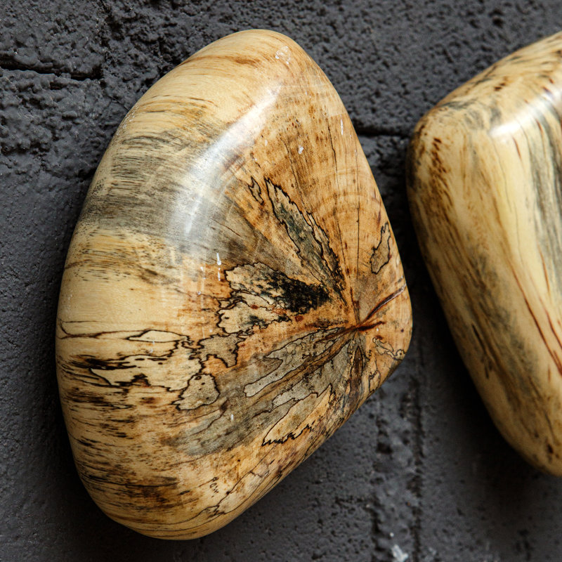 Blue Contemporary Solid Wood Wall Pebble Decor Set