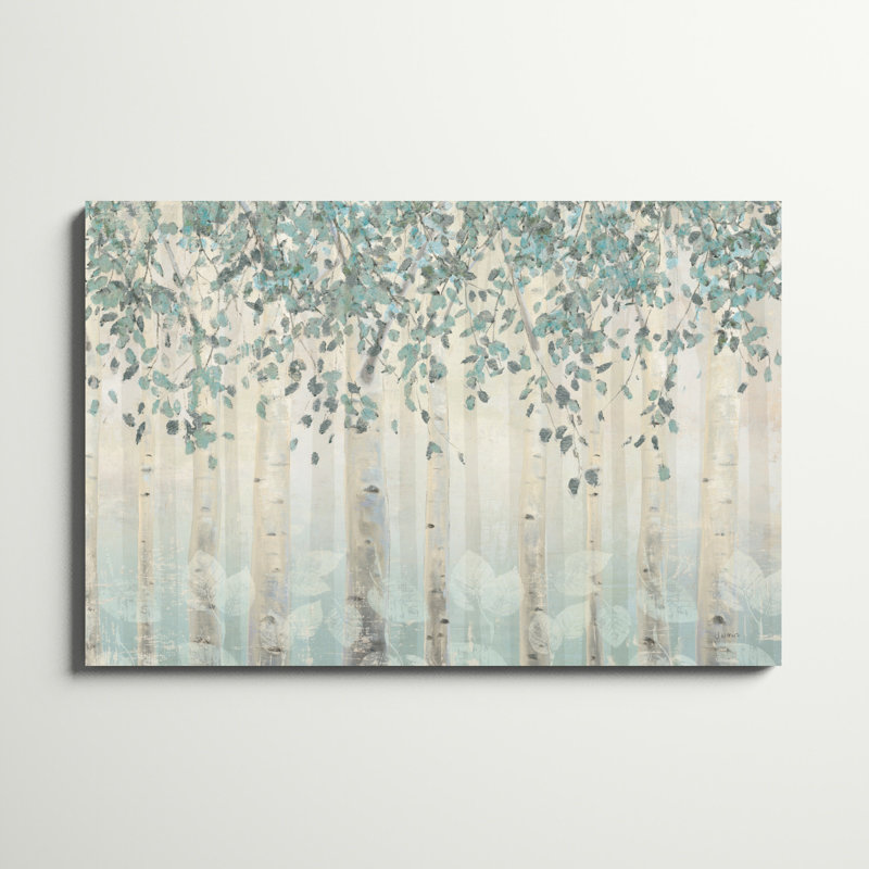 Forêt de rêve I feuilles d'argent, H 32 po x l 48 po x P 1,25 po, Non, Toile tendue