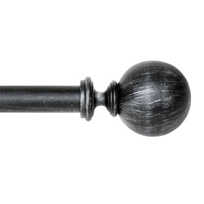  Tringle à rideaux réglable antirouille de 18 à 44 po pour portes et fenêtres avec supports, support de tuyau en fer extensible avec embouts en argent rustique (étain antique, 25 mm de diamètre)