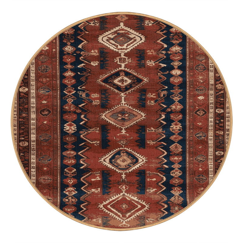 Tapis brun lavable à la machine, Rond 8 pi