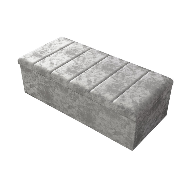 Alakay 102cm Wide Rectangle Striped Ottoman Storage Box with Hydrolic Arm, Crush Silver