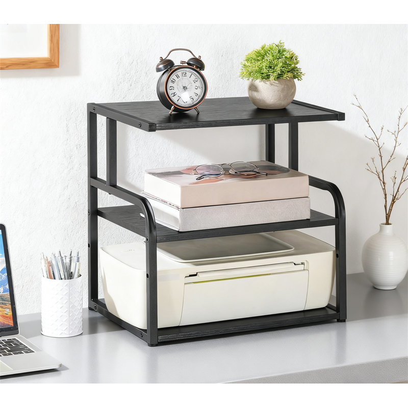 Support d'imprimante à 3 niveaux avec tablette réglable, support de rangement multifonctionnel pour bureau à domicile, cuisine, salon sous le bureau