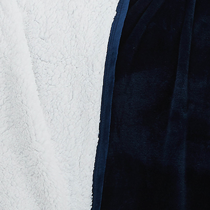  Oversized Sherpa Fleece Blanket, Navy Blue, King