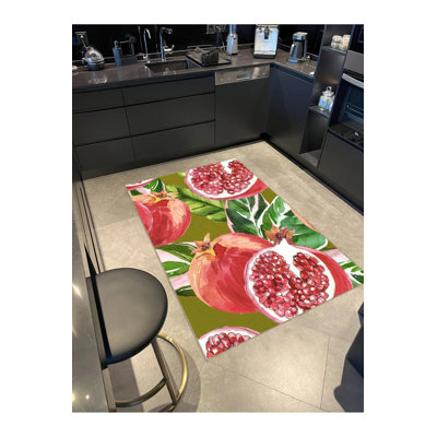 Tapis décoratif moderne à motif de grenade verte à motif vert