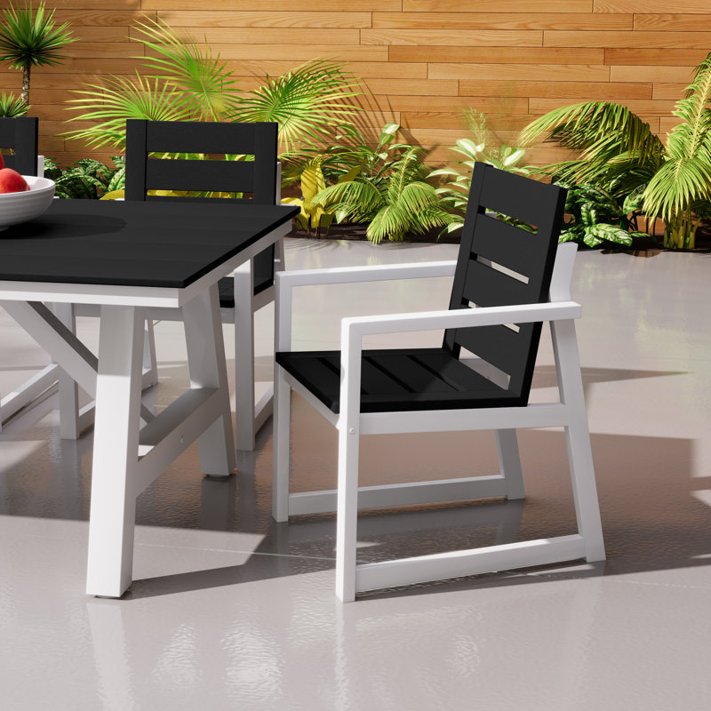 Chaise avec accoudoirs pour l'extérieur, Noir