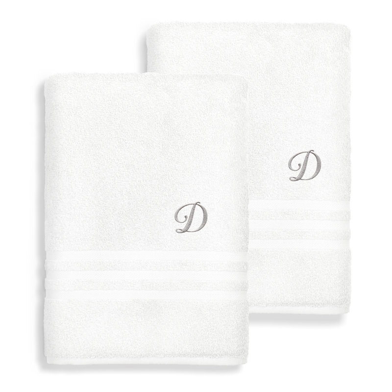 Serviette de bain en coton Denzi 1, D, Blanc