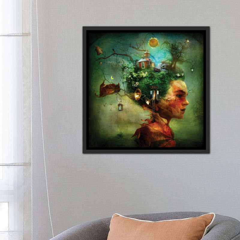«The Grove» par Alexander Jansson - impression d'art graphique, Toile avec cadre noir patiné, H 26 po x l 26 po x P 1,5 po