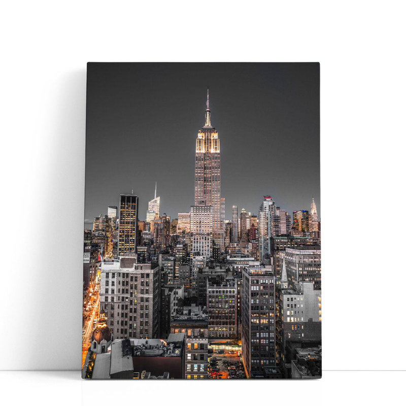 «Empire State Building With Manhattan Skyline», reproduction d'art sur toile, H 32 po x l 24 po