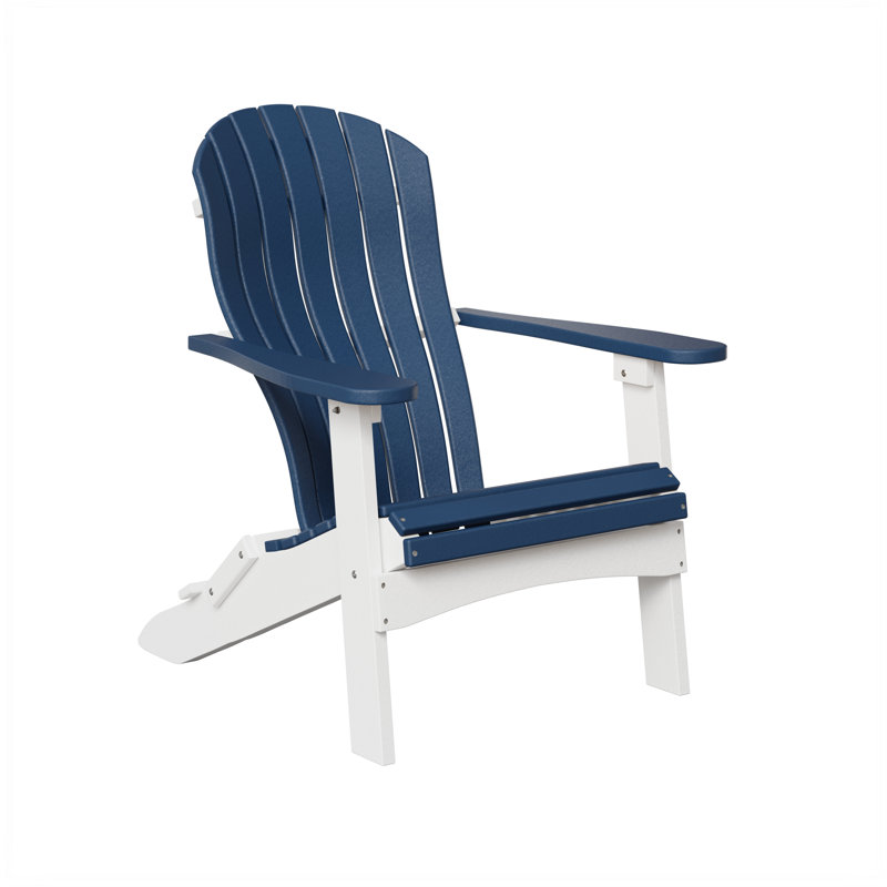Berlin Gardens Contour Folding Adirondack Chair, Navy Blue with White
