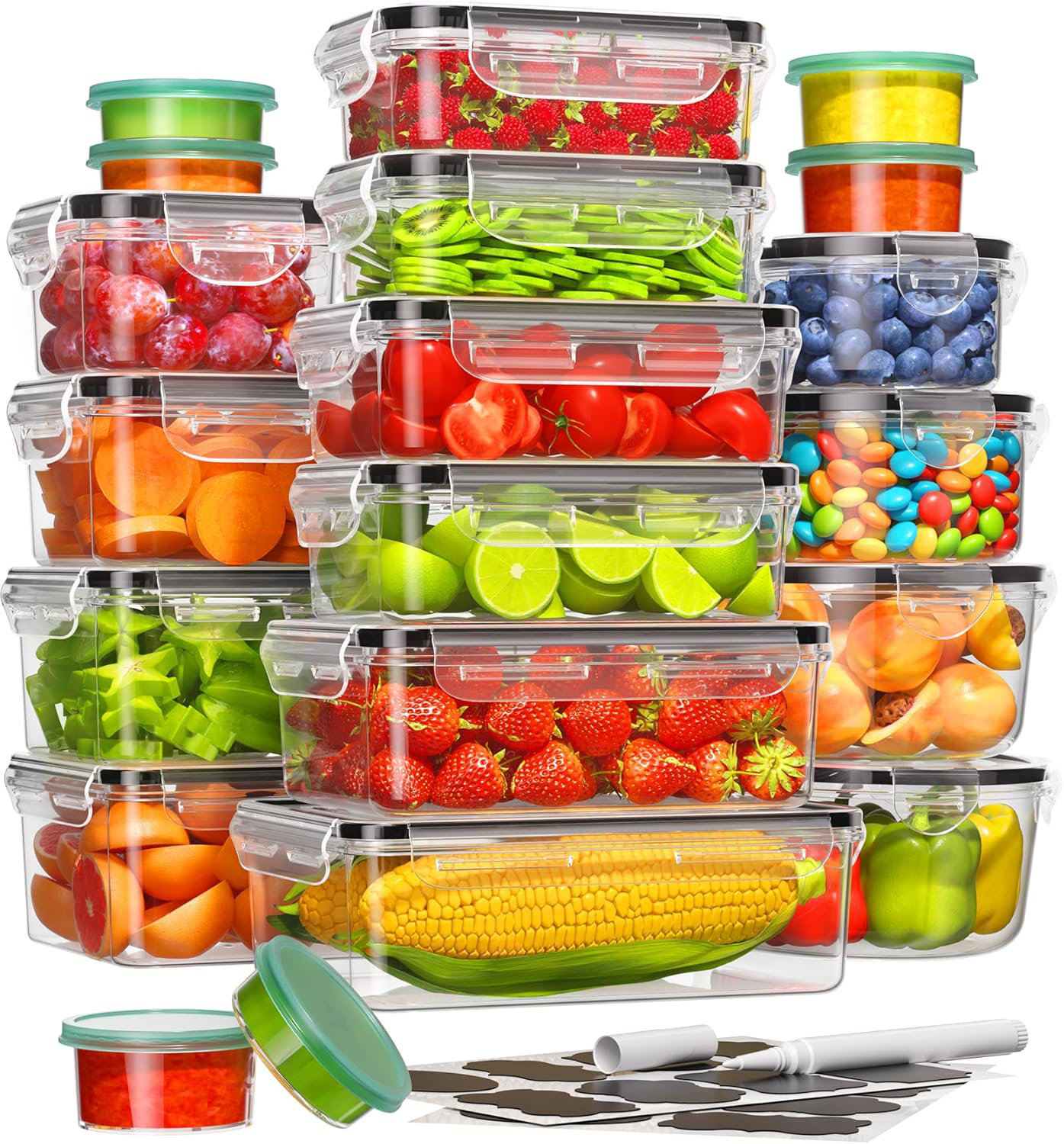 Hokku Designs 40 Piece Food Storage Containers with Lids(20 Containers ...