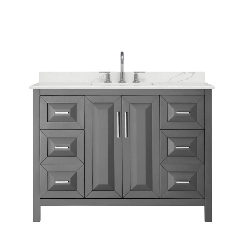 Daria 48 in. Vanity, White Quartz, Gray, Polished Chrome