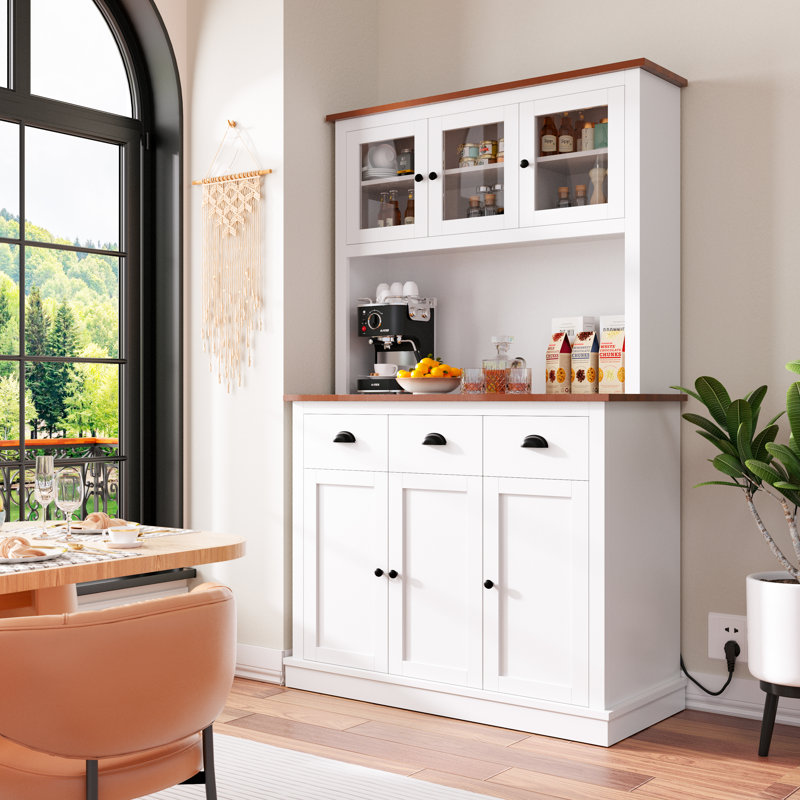 Armoire de rangement 71 po avec huche de cuisine, Blanc