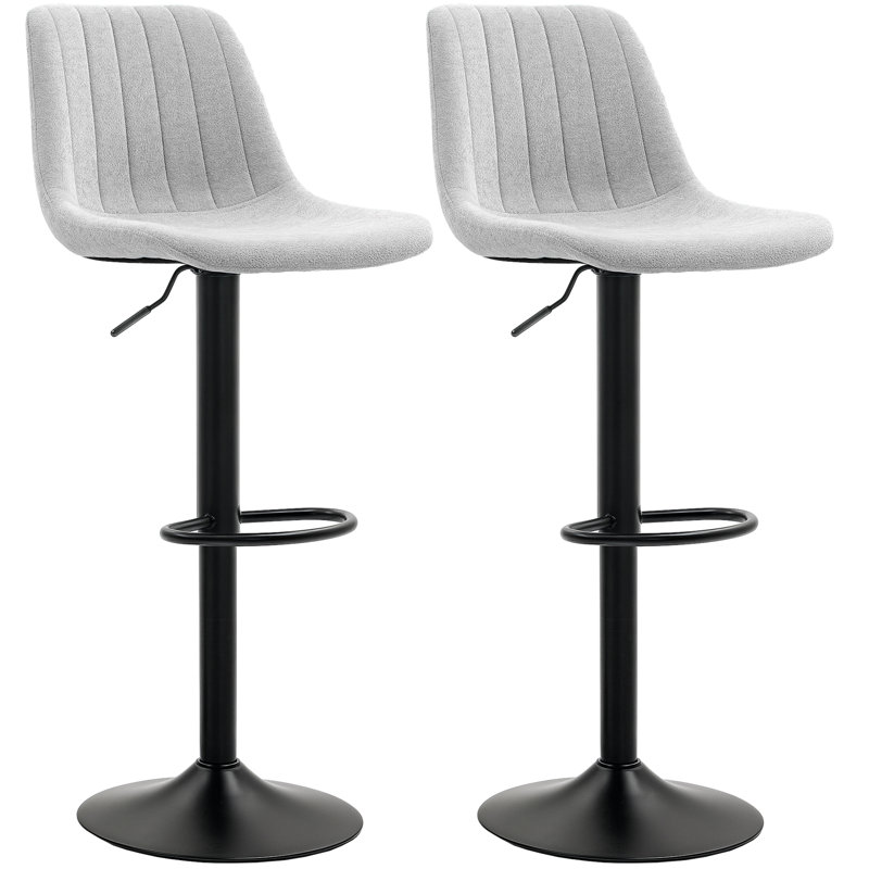 Styner Upholstered Adjustable Height Counter Stool with Metal Frame, Grey