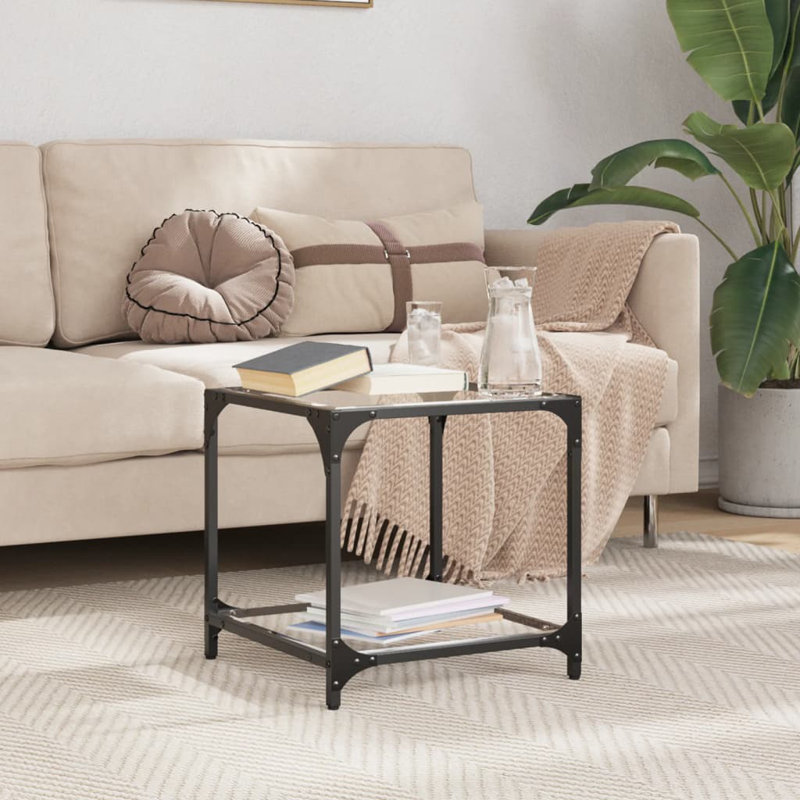 Crishon Coffee Table with Storage, Transparent, 40cm H x 40cm L x 40cm W