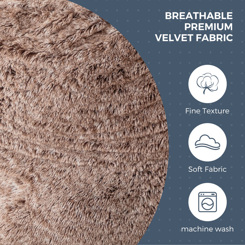 Polyester Bean Bag Chair, 47.2" H x 47.2" W x 27.6" D, Coffee Polyester
