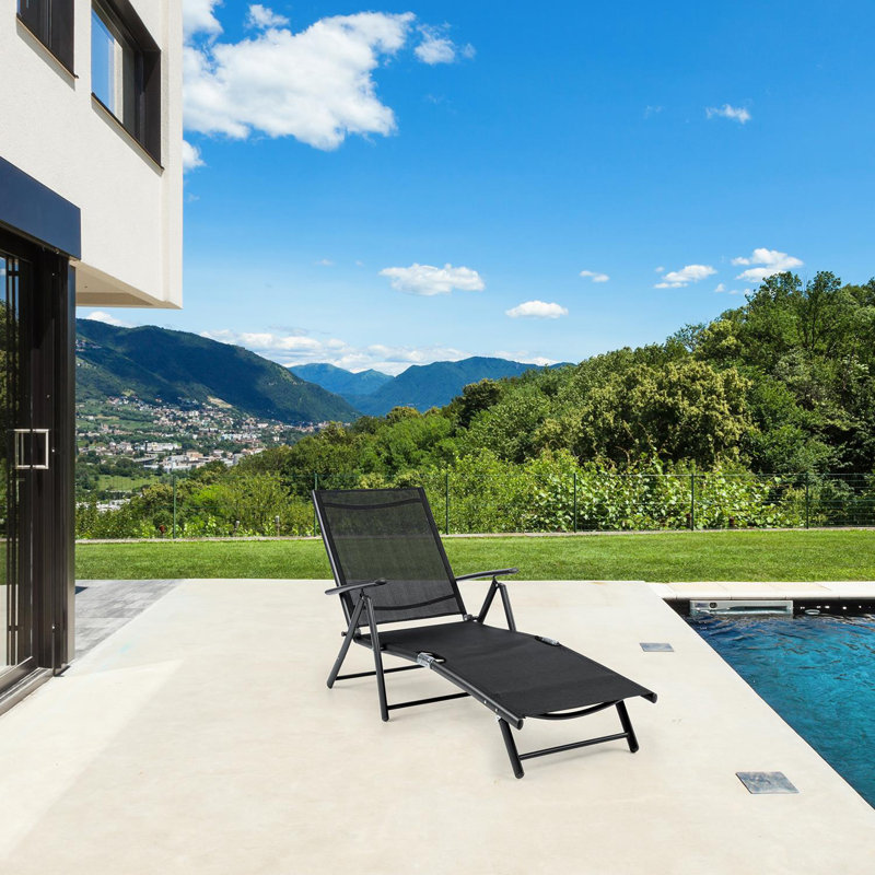 140cm Long Reclining Single Chaise, Black