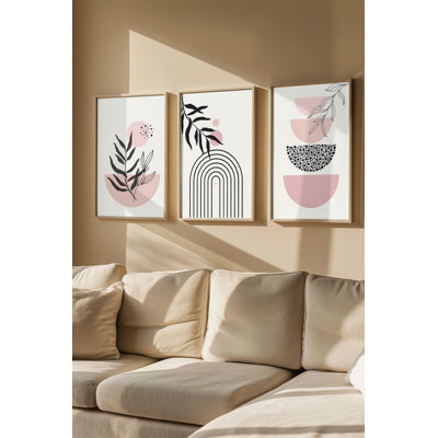 Élégant ensemble de peintures en panneau de fibres à densité moyenne encadrées (3 pièces), 13,0 x 19,0 po chacune | Cadre 100% bois massif (0,8 po d'épaisseur) | Impression numérique éclatante | Parfait pour le salon, la chambre à coucher ou le bureau, design élégant et moderne