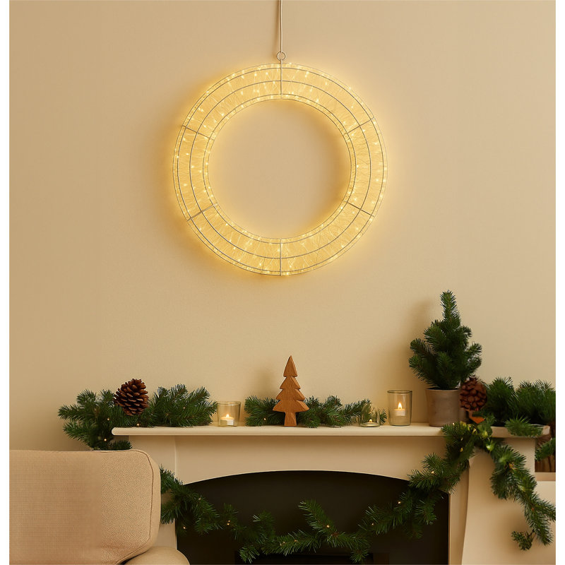 Indoor / Outdoor Led Wreath Lighted Window Décor, 50cm H x 50cm W x 5cm D, Warm White