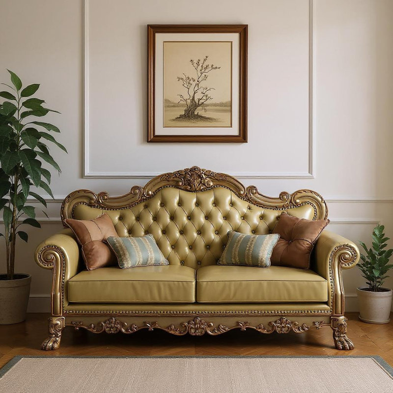 Canapé 85 po en similicuir os avec coussins décoratifs 85 po