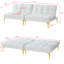 Lit futon convertible avec pattes en métal doré, moelleuses et agréables en tissu - pour les petits espaces, facile à assembler, expérience confortable dans des espaces polyvalents, trois réglages, un assemblage,
