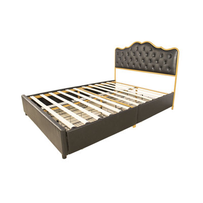 Leather Wingback Storage Bed