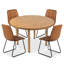 Ensemble de table et de chaises rondes pour 4 personnes, de style moderne, aspect bois, avec 4 chaises rembourrées avec piètement en traîneau. Économisez de l'espace idéal pour les petits espaces.-1280322216
