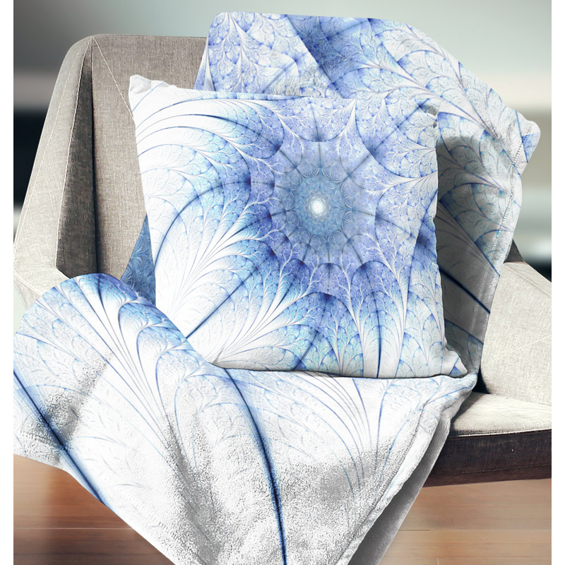 Coussin abstrait fleur abstraite symétrique, 16 po x 16 po, Coussin décoratif